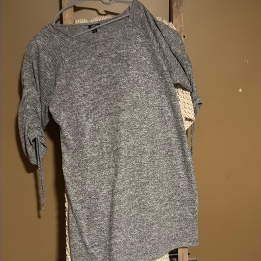 a.n.a Gray 3/4 Sleeve Tie Front T-Shirt